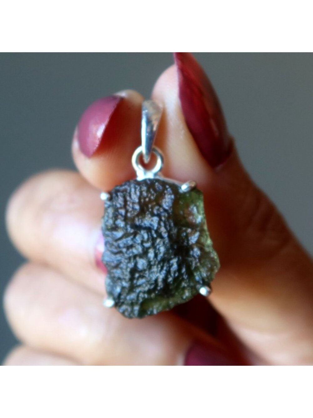 Moldavite Pendant Mini Monster Manifestation Green Tektite Gemstone Sterling